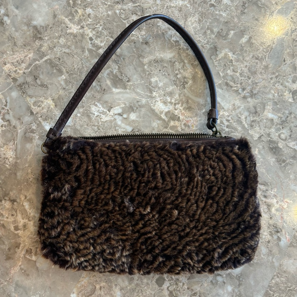 Patricia Nash Genuine Leather and Faux Fur Shoulder Bag